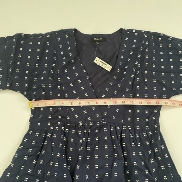 New Madewell V Neck Dolman-Sleeve Mini Dress Textured Dot - Picture 7 of 8